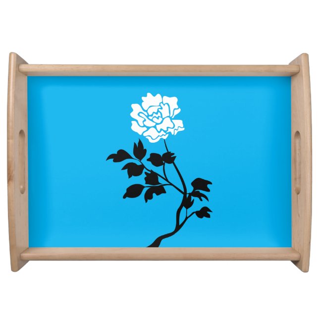 Black & White Flower Serving Tray (Front)