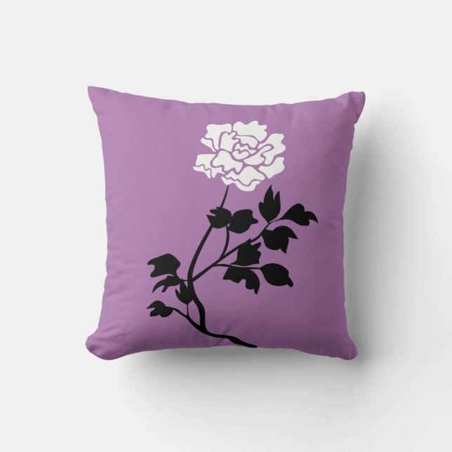 Black & White Flower Throw Pillow (Front)