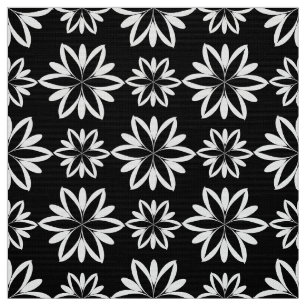 Black white Flowers floral pattern fabric