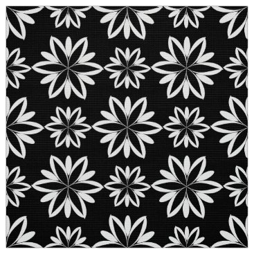 Black white Flowers floral pattern fabric
