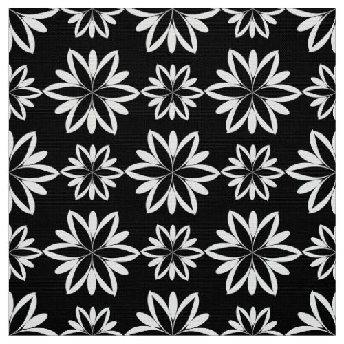 Black white Flowers floral pattern fabric