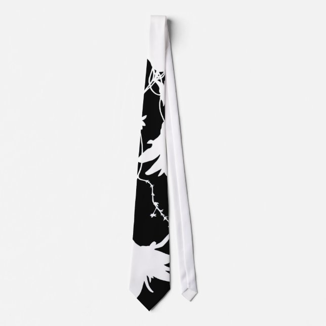 Black & White Flowers Neck Tie (Front)