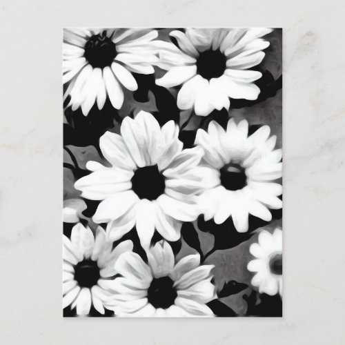 Black  White Flowers Postcard
