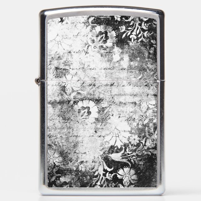 Black & White Flowers Zippo Lighter (Front)