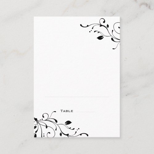 Black &amp; White Folded Place Cards Business Cards
