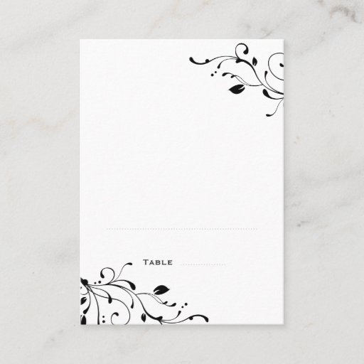 Customizable Black &amp; White Folded Place Cards Business Cards