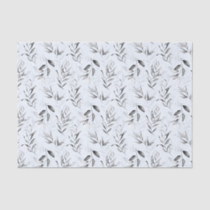 Black White Foliage on Blue Tint Baby Boy Shower Tissue Paper