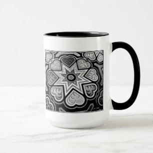 Black & White Folk Art Hearts Mug