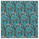Black/white Folk Dala horse/Folk birds/flowers Fabric