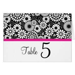 Black White Folk Flower Retro Wedding Table Number