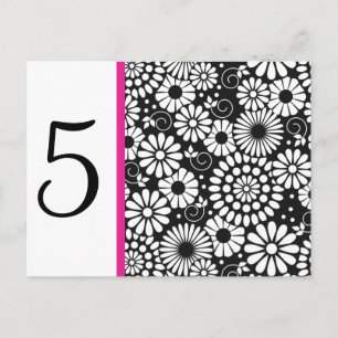Black White Folk Flower Retro Wedding Table Number