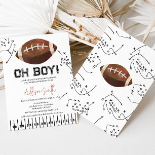 Black White Football Plays Football Baby Shower Invitation
