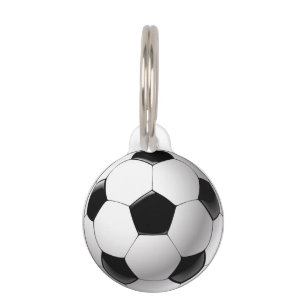 Black white Football soccer ball Pet ID Tag