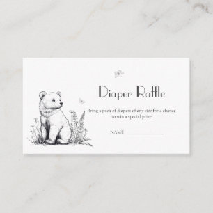 Black & White Forest Bear Diaper Raffle Enclosure Card