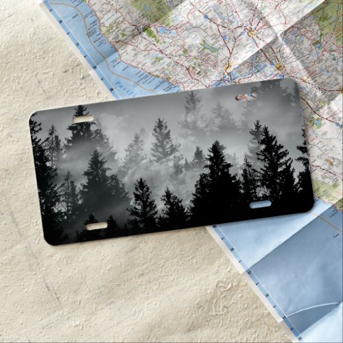 Black  White Forest Dream 2 wall decor art License Plate