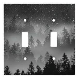 Black & White Forest Galaxy Dream #1 #decor #art Light Switch Cover