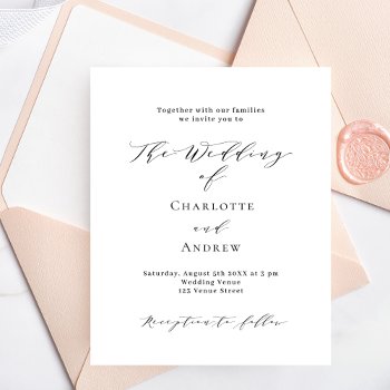 Black White Formal Budget Wedding Invitation by Thunes at Zazzle