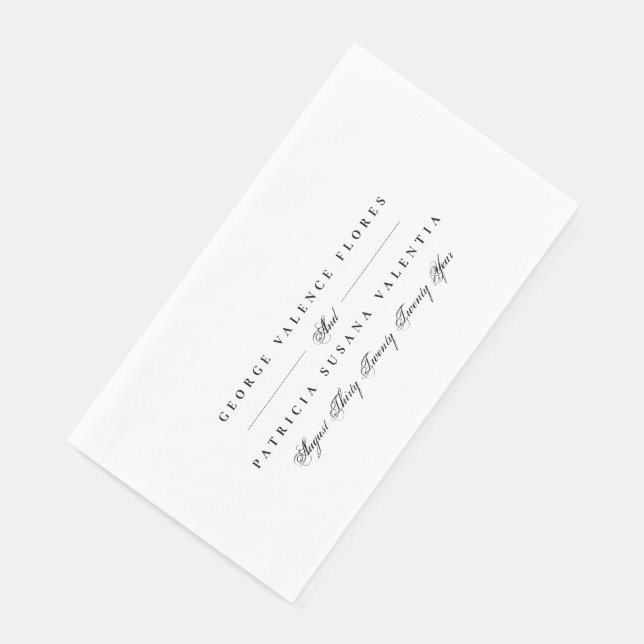 Black & White Formal Calligraphy Elegant Wedding Paper Guest Towels (Corner)