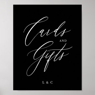 Black White Formal Calligraphy Wedding Cards Gifts Poster