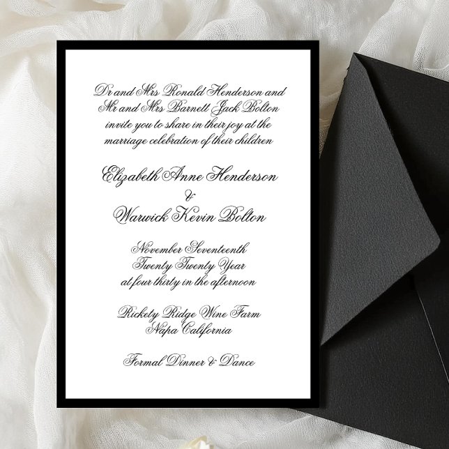 Black & White Formal Framed Wedding Invitation (Creator Uploaded)