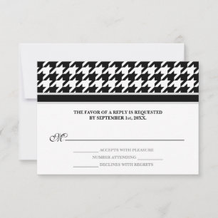 Black White Formal Houndstooth RSVP Reply Cards