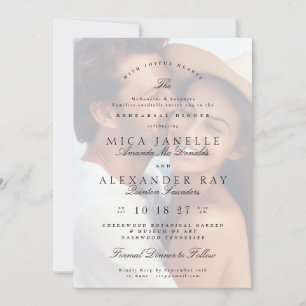 Black White Formal Rehearsal Dinner Overlay Photo Invitation