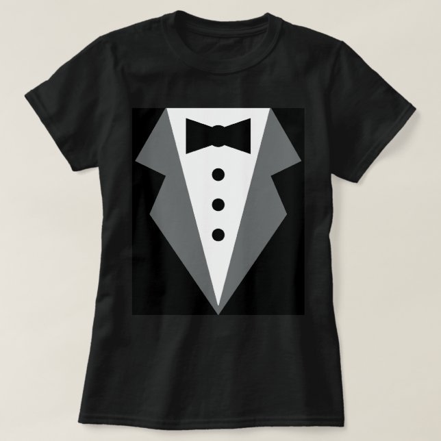Black White Formal Tuxedo  T-Shirt (Design Front)