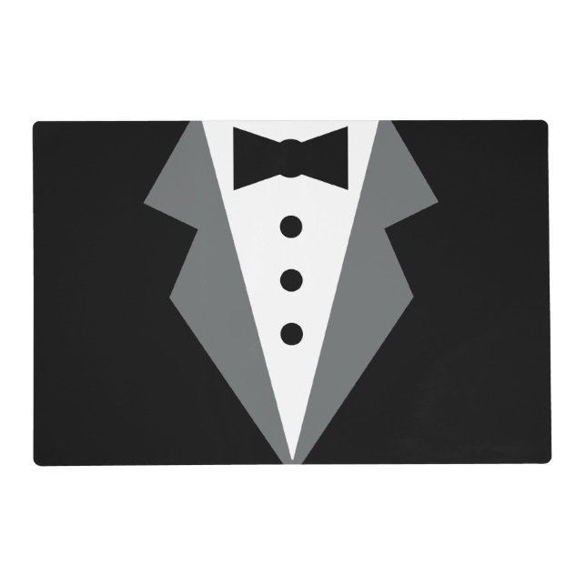 Black White Formal Tuxedo Wedding Placemat (Front)