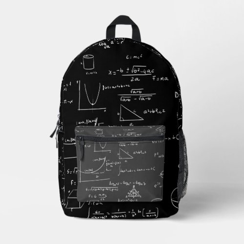 Black White Formulas Equations Graphics Math Printed Backpack
