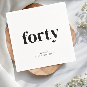 Black & White Forty 40th Birthday Napkins