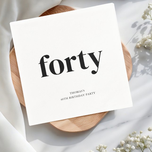Black & White Forty 40th Birthday  Napkins (Creator Uploaded)