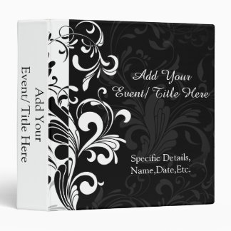 Black White Fountain Swirl Party 3 Ring Binder