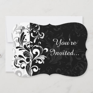 Black White Fountain Swirl Party Invitation