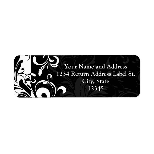 Black White Fountain Swirl Party Label (Front)
