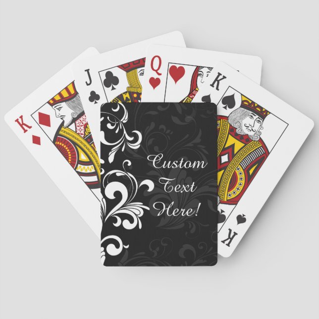 Black White Fountain Swirl Party Poker Cards (Back)