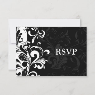 Black White Fountain Swirl Party RSVP Card