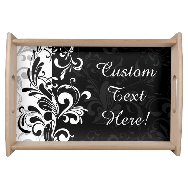 Black White Fountain Swirl Party Serving Tray (Front)