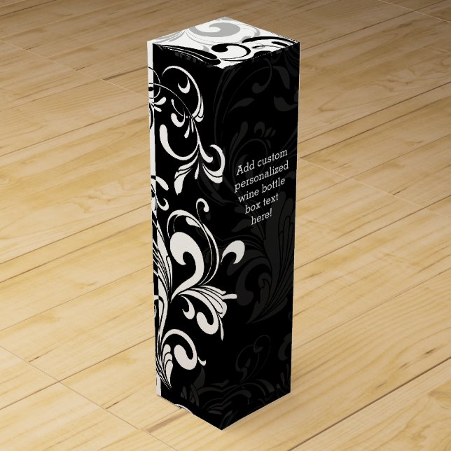 Black White Fountain Swirl Party Wine Box (Front)