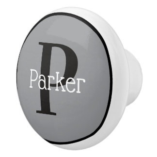Black & White Frame Monogram Name Drawer Knob
