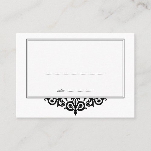 Black white frame wedding escort guest seating business card template