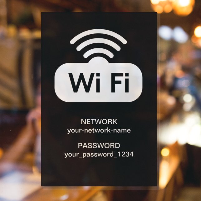 Black & White Free WI-FI Network Internet Password Window Cling (Creator Uploaded)
