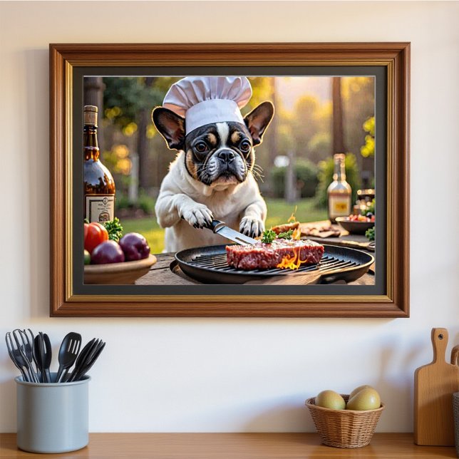 Black White French Bulldog Grill Chef Poster (Creator Uploaded)