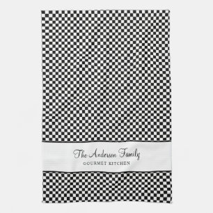 Black White French Plaid Check Country Gourmet Kitchen Towel