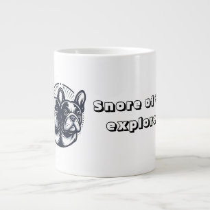 Black & White Frenchie Snore Explorer Giant Coffee Mug
