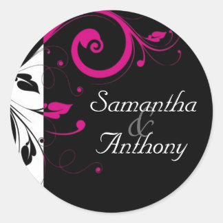 Black, White, Fuchsia Swirl Matching Envelope Seal