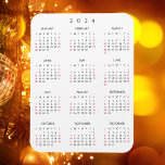 Black White Full Year 2024 Calendar Fridge Kitchen Magnet<br><div class="desc">Custom,  beautiful elegant script,  simple plain black and white,  2024 calendar,  high-quality,  water and stain resistant,  flexible magnet,  for any magnetic surface at home or office. Makes a great custom gift for friends and family,  for holidays,  christmas,  new years.</div>