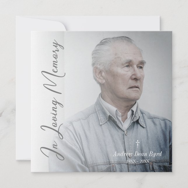 Black & White Funeral Service Dear Ones Photo Note Card (Front)