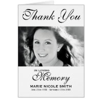 Black & White Funeral Thank You Personalized Photo Card