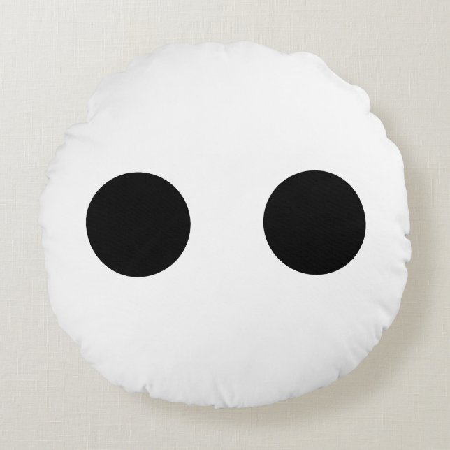 Black White Funny Cute Face Eyes Stylish Cool Round Pillow (Front)