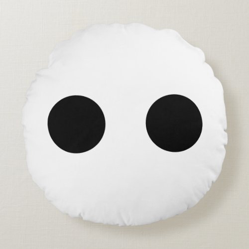 Black White Funny Cute Face Eyes Stylish Trendy Round Pillow
